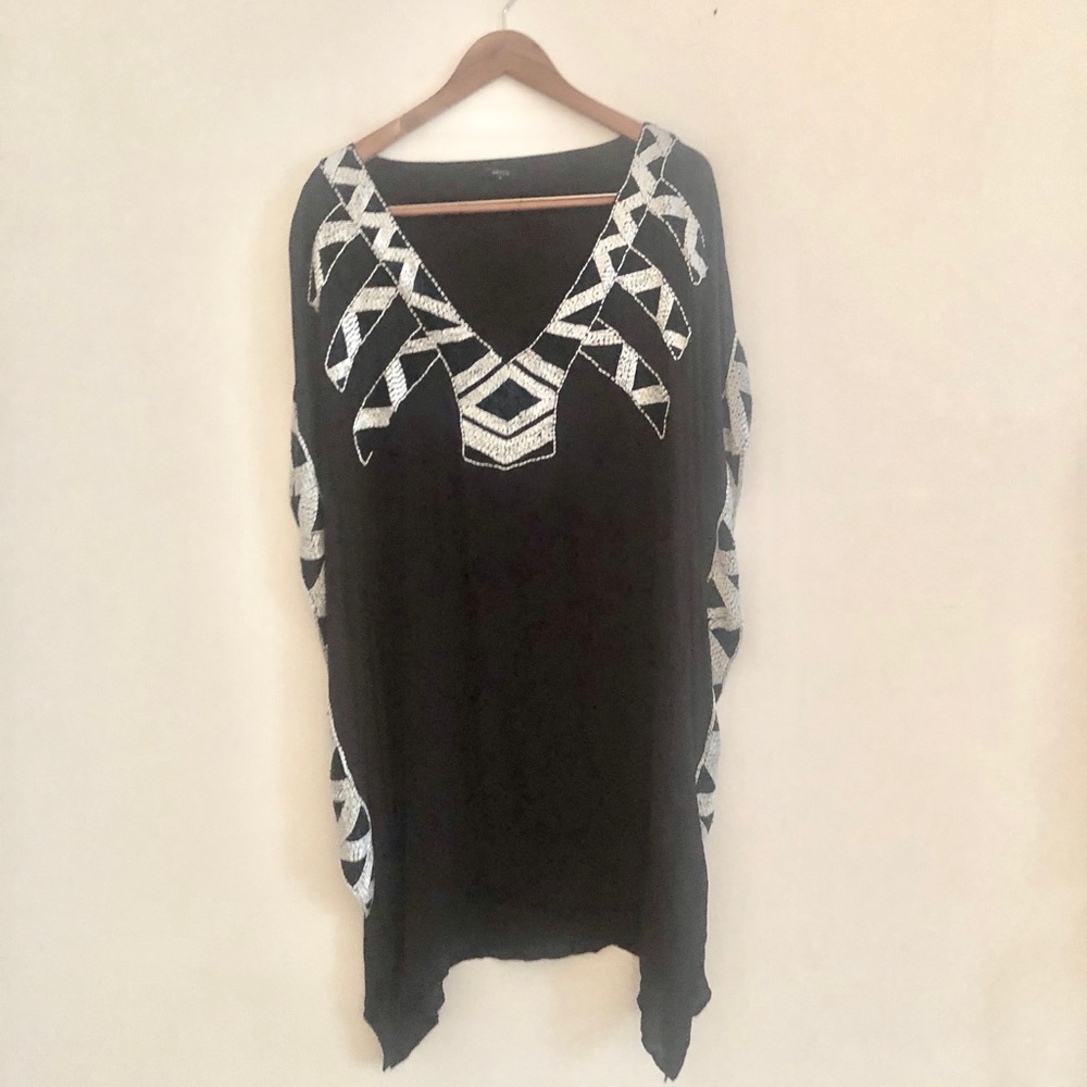 Black and white beaded caftan